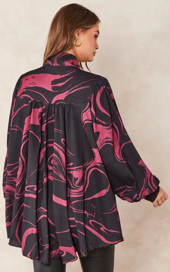 Best deal โ Jenerique Oversize Bowl Neck Blouse In Red Print ๐งจ - Image 4