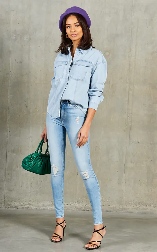 Promo ๐ VM Oversized Denim ๐ Shirt In Light Blue ๐ - Image 2
