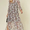 Outlet 🌟 CY Boutique Long Sleeve Chiffon Maxi 👚 Shirt In White Floral Print ⌛