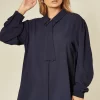Flash Sale 👍 HOXTON GAL Navy Tie Neck Oversize 👚 Shirt 😀