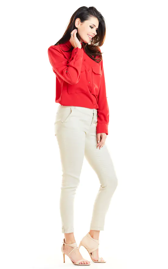 Deals ⭐ AWAMA Classic 👚 Shirt With Pockets On Bust And Long Sleeve In Red 😀 - Image 2
