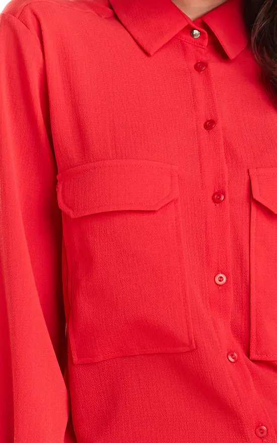 Deals ⭐ AWAMA Classic 👚 Shirt With Pockets On Bust And Long Sleeve In Red 😀 - Image 4