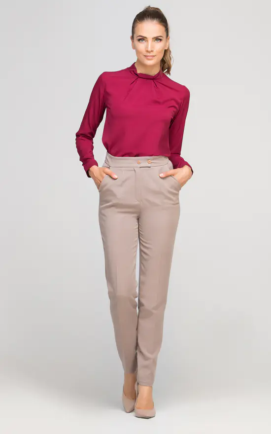 New ๐ Lanti Long Sleeve Bow Blouse Burgundy โญ