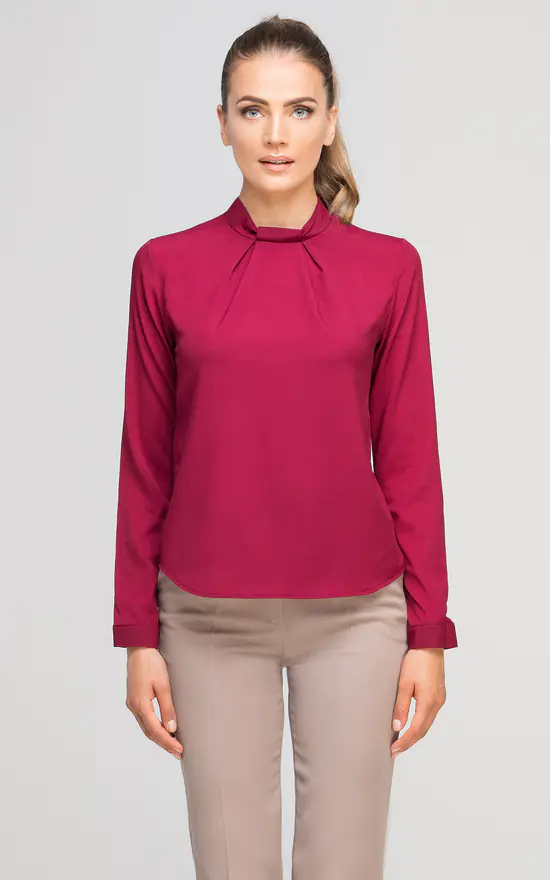 New ๐ Lanti Long Sleeve Bow Blouse Burgundy โญ - Image 2