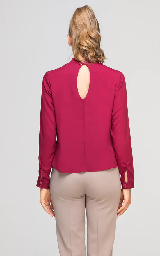 New ๐ Lanti Long Sleeve Bow Blouse Burgundy โญ - Image 3