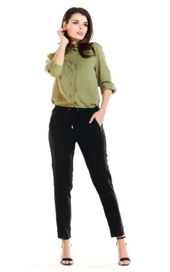 Best Sale ✨ AWAMA Trendy 👕 Shirt With Long Sleeves And Decorative Buttons In Khaki 🧨