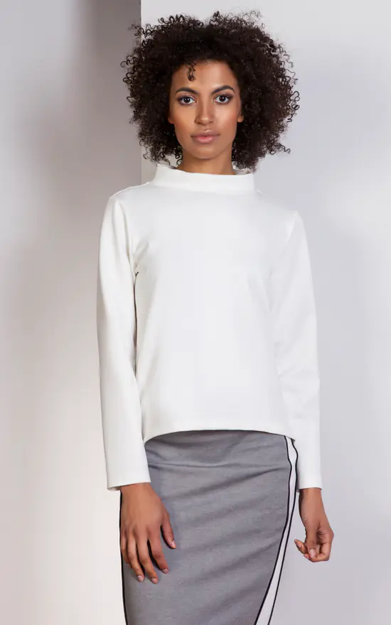 Cheap 🔥 Lanti High Neck Long Sleeve Top In White 💯