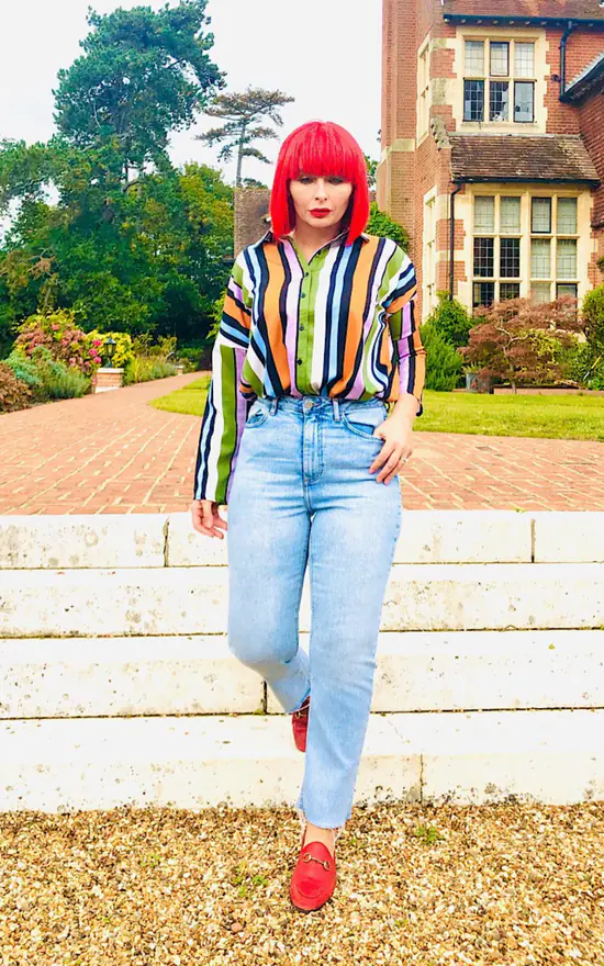 Budget 𧨠Miss Red Oversize Multicoloured Striped π Shirt β