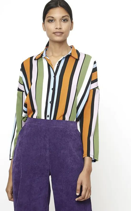 Budget 𧨠Miss Red Oversize Multicoloured Striped π Shirt β - Image 2