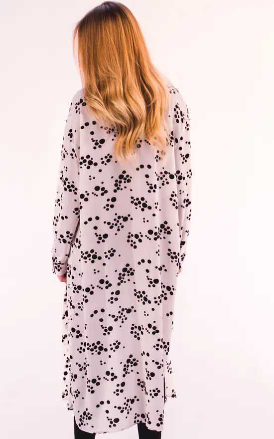 Best Sale โ๏ธ CY Boutique Long Sleeve Chiffon ๐ Shirt In White And Black Spot Print โจ - Image 2