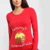 Best Pirce 🎉 Oops Fashion Julia 🔔 Christmas Pudding Long Sleeve T 👕 Shirt In Red 🧨