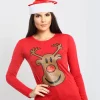 Flash Sale 👍 Oops Fashion Reindeer 🎄 Christmas T 👚 Shirt In Red 🔥