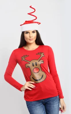 Flash Sale 👍 Oops Fashion Reindeer 🎄 Christmas T 👚 Shirt In Red 🔥
