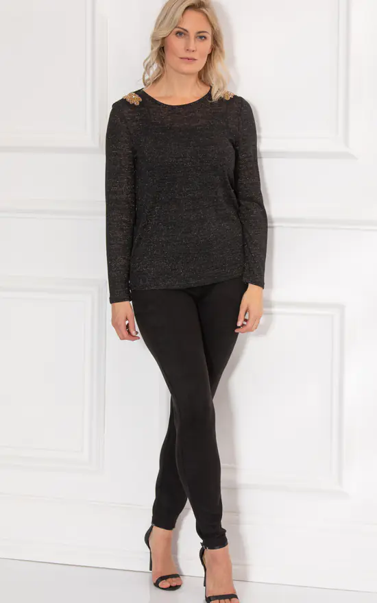 Discount ๐ Klass Embellished Lightweight Knit Top Black ๐คฉ