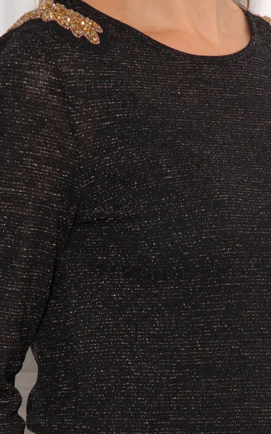 Discount ๐ Klass Embellished Lightweight Knit Top Black ๐คฉ - Image 4