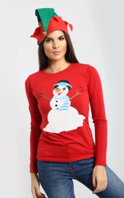 Brand new 😉 Oops Fashion 🎄 Christmas Snowman Print Top In Red ⭐