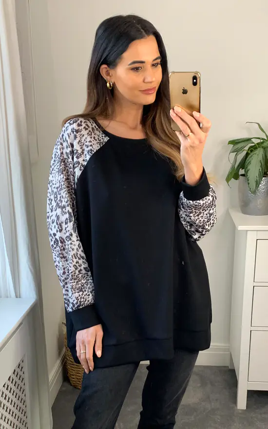 Promo ๐ Malissa J Collection Sequin Sleeve Jersey Top In Black โจ - Image 3