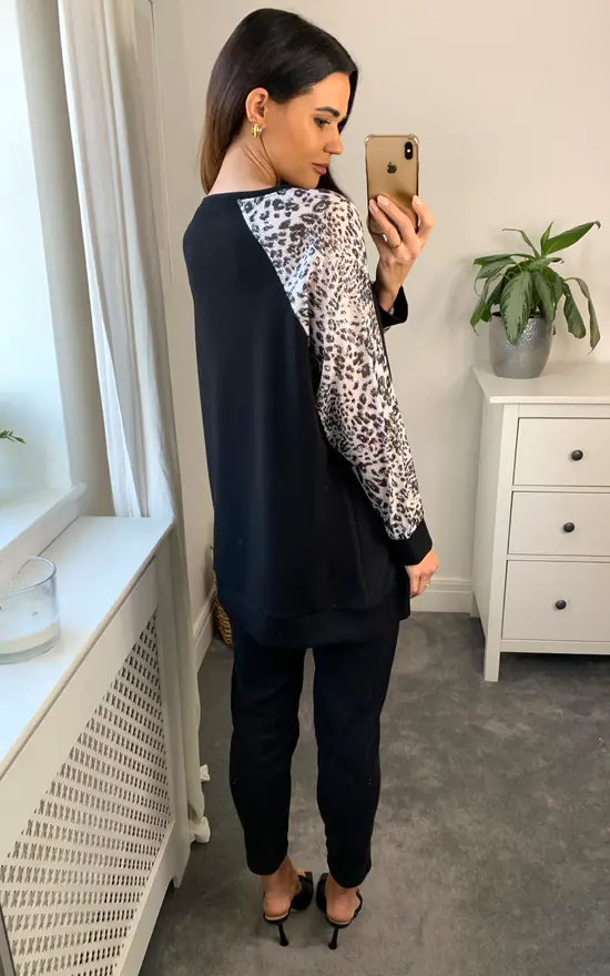 Promo ๐ Malissa J Collection Sequin Sleeve Jersey Top In Black โจ - Image 4