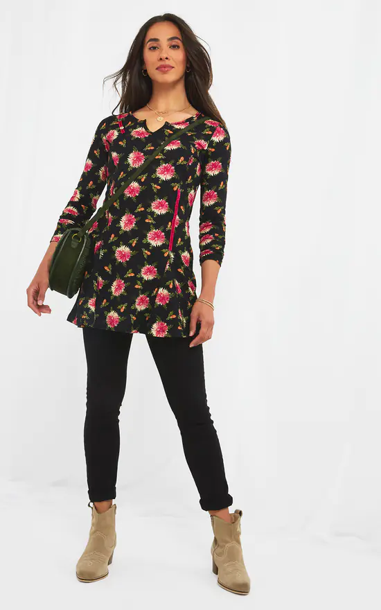 New π€© Joe Browns Pretty Print Long Sleeve Black Tunic π