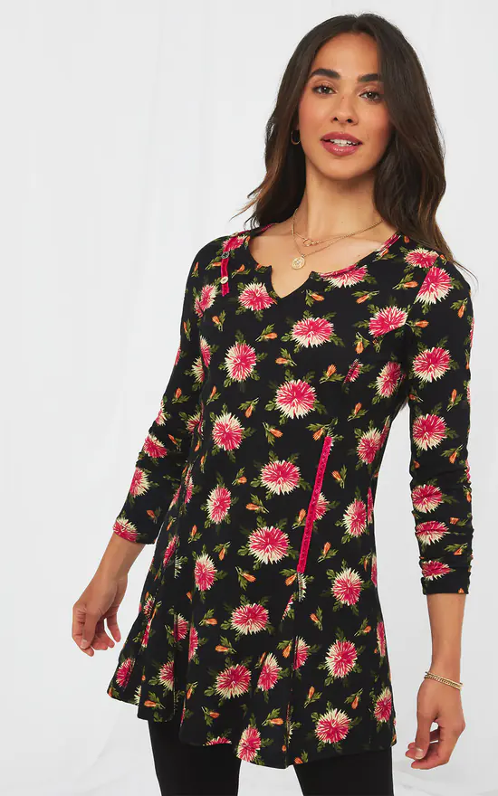 New π€© Joe Browns Pretty Print Long Sleeve Black Tunic π - Image 3