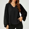 Brand new 🥰 FS Collection Long Lace Sleeve V Neck Blouse Top In Black 🥰