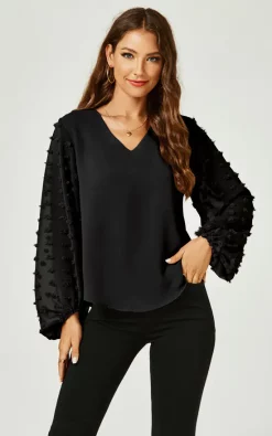 Brand new 🥰 FS Collection Long Lace Sleeve V Neck Blouse Top In Black 🥰
