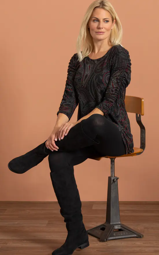 Flash Sale ๐ฅฐ Klass Dot Print Knitted Tunic Top Black/Red โญ