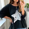 Discount ⭐ Kit And Kaboodal Sports Sweat Sequin Star Top Black 👍