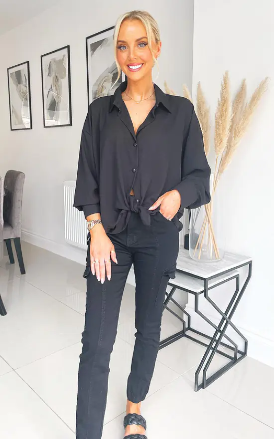 Cheap 🎁 IKRUSH Brianna Twist Front Patterned Blouse In Black 😍 - Image 2