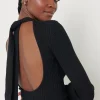 Buy 💯 Pretty Lavish Lakelyn Backless High Neck Knit Top Black 🎁