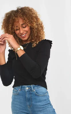 Coupon 😀 Joe Browns Stunning Black Ruffle Sleeve Tee ⭐