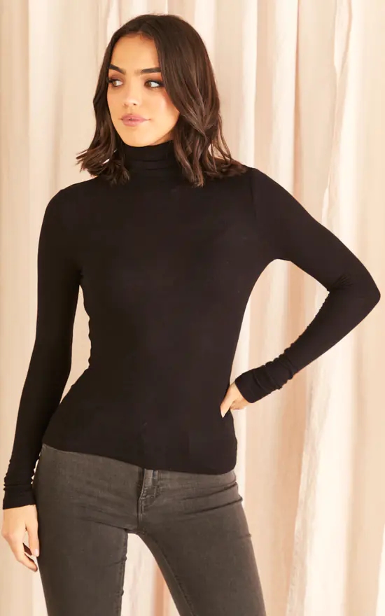 Flash Sale ⌛ ONLY Long Sleeve Roll Neck Top In Black ✔️ - Image 2