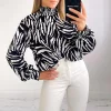 Best Sale 🎉 IKRUSH Abbie High Neck Blouse With Zebra Print In Black 🎉