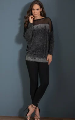 Best deal ❤️ Klass Embellished Shimmer Top Silver/Black ✔️