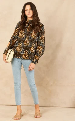 Best Pirce 🎉 Blue Vanilla Raglan Cut Out Sleeve Volume Top 😀