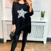 Buy 👏 HOXTON GAL Oversized Star Print Sequin Top In Black 🥰