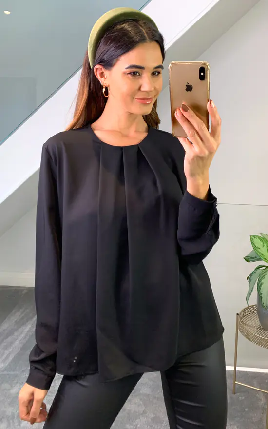 Best reviews of ๐ฏ HOXTON GAL Long Sleeves Oversized Top With Details In Black ๐ฏ - Image 2