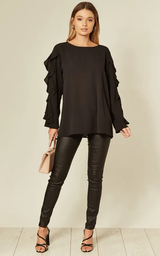 Cheap โจ HOXTON GAL Crepe Black Oversized Top Sleeve Relaxed Fit ๐ฅฐ - Image 2