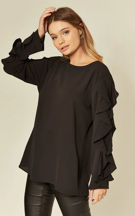 Cheap โจ HOXTON GAL Crepe Black Oversized Top Sleeve Relaxed Fit ๐ฅฐ - Image 3