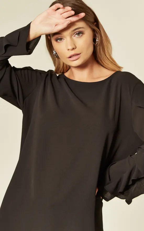 Cheap โจ HOXTON GAL Crepe Black Oversized Top Sleeve Relaxed Fit ๐ฅฐ - Image 4