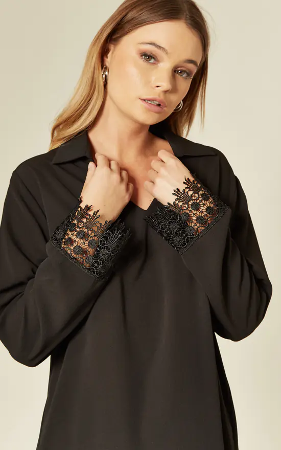 Best deal ๐ฏ HOXTON GAL Black Oversized Top With Lace Detail ๐ - Image 4
